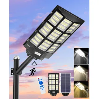 JAYNLT Y-7200W Solar Straßenlampen für den Außen, 2700K/4000K/6500K High Lumen Solarlampen Dämmerung bis zum Morgengrauen, Solar Straßenlaterne mit Bewegungssensor für Parkplätze, Garagen, Garage