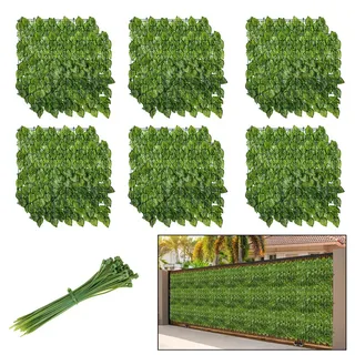Jopassy Sichtschutzhecke Windschutz 1*3M Efeu Sichtschutz Balkonverkleidung Blätterzaun,Wassermelonenblätter - Grün