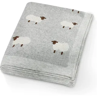 mimixiong Babydecke 100% Baumwolle 80x100cm doppelseitig multifunktional Schafe Kuscheldecke für Kinderwagen weich Grau