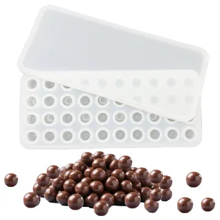 duoyif Silikonform Kugel Mit Deckel, Ø 17 mm 40 Löcher BPA-frei Kleine Kugelform, Mini Schokoladen Kugeln Backform Pralinenform Sphere, Silikonform Für Schokolade Eiskugeln Bonbons (Weiß, Ø1,7cm)