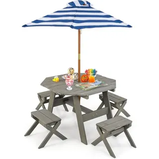 Costway Kindersitzgruppe 54cm Grau , Holz , Freizeit & Co, Gartenspielzeug, Spielhäuser