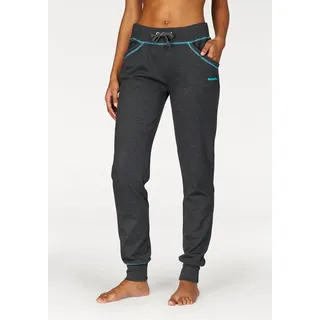 Relaxhose BENCH. LOUNGEWEAR, Damen, Gr. 40/42, N-Gr, bunt (anthrazit, petrol), Interlock, Anthrazitmeliert (Obermaterial): 60% Baumwolle, 40% Polyester, kontrastfarbene Details, unifarben, Basic, bequem lang, Hosen Relaxhose, mit kontrastfarbenen Nähten, Loungewear, Topseller