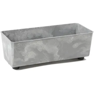 LAMELA Rechteckiger Pflanzkasten mit eleganten Füßen – Grauer Blumenkübel in Betonoptik aus robustem Kunststoff 37x17 cm, 6L – Wetterfest & Pflegeleicht - für Innen & Außen