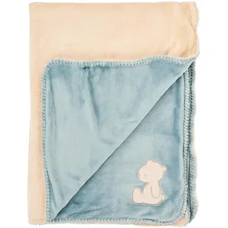 Nattou Schmusedecke Supersoft aus Polyester/Flanell, Bär Jules, 100 x 75 cm, Romeo, Jules und Sally, Hellblau/Beige