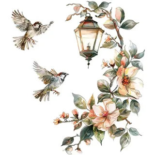 FUFUQUARE Wandtattoo Grüne Pflanzen Vögel Wandaufkleber Elegant Blätter Baumzweig Selbstklebend Wandsticker für Schlafzimmer Wohnzimmer Küche