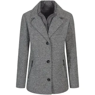 GOLDNER Kurzjacke "Moderne Wolljacke mit Steppeinsatz" Mit Steppeinsatz, grau, weiß, gemustert