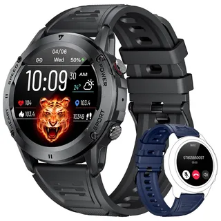 LIGE Smartwatch Herren mit Telefonfunktion, 1,39 Zoll IPS Berührungsbildschirm Fitnessuhr, Blutdruck, Pulsmesser,Schrittzähler, SpO2, Sportuhr, Aktivitätstracker für iOS Android,Schwarz