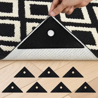 OTraki 8 Stück Rutschfeste Teppichmatte 20x14,3cm, Groß Dreieckige Antirutschmatte Waschbare und Wiederverwendbare Teppich Antirutschunterlage, Hergestellt aus hochwertigem PU-Material, geeignet für H