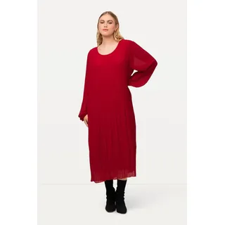 Ulla Popken Midikleid Plissee A-Linie Rot 50/52