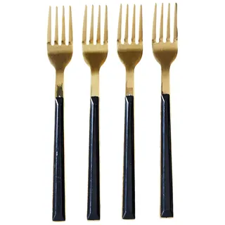 HOME DECO FACTORY 4er-Set Dessertgabeln Edelstahl Modern Schwarz | Edelstahl, 4er-Set Dessertgabeln, modernes elegantes Design, Tischservice, Schwarz