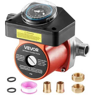 Vevor Umwälzpumpe mit Timer 38 LPM 100 W AC 220–240 V G3/4 Zoll auf G1/2 Zoll