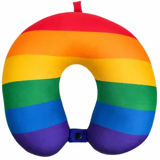 MIJOMA Reisekissen Nackenkissen mit Micropellets, 28x28 cm - Weich, Komfortabel, Multifunktional - Ideal für Reisen und Entspannung - Schickes Design, Praktischer Druckknopfverschluss (Regenbogen)