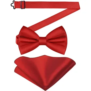 URAQT Fliege, Set Einfarbig Fliege mit Einstecktuch, Fliegen für Herren Einstellbar, Elegantes Set für Hochzeit, Business, Party, Männer Accessoire