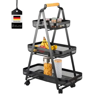 eluno Servierwagen, schwarz, Metall , 57x38x6.5 cm , Esszimmer, Servierwagen
