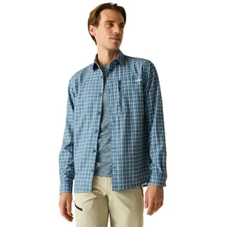 Regatta Anti-insect Travel Light Langarmhemd - China Blue Check - 3XL