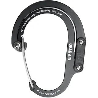 GEAR AID HEROCLIP Karabinerclip und -Haken (Groß) für Camping, Rucksack, Organisation und Garage, Schwarz