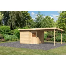 Karibu Gartenhaus »Neusee 3«, mit Anbaudach B: 3,2 m, beige