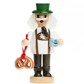 SIKORA Räuchermännchen aus Holz Rääucherfigur Deko Weihnachtsfigur Verschiedene Motive - RM-C, Farbe/Modell:C01 weiß/braun - Biertrinker, Höhe in cm:Höhe ca. 13.5 cm
