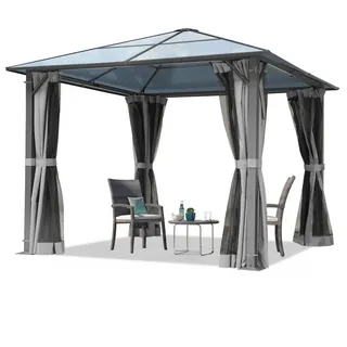 TOOLPORT Gartenpavillon 3 x 3 m inkl. 4 Seitenteile Grau