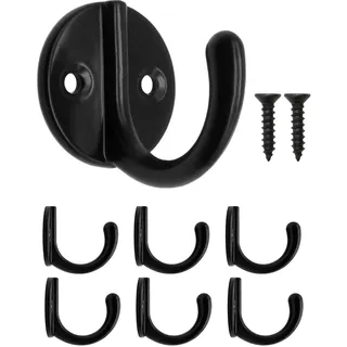 Fuxxer® 6x Garderoben-Haken, Handtuch-Haken, Eisen-Haken, schwarz, 6er Set,