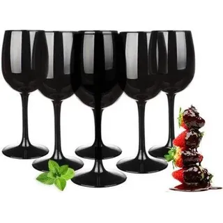 Weingläser Set 300ml im 6er-Pack Schwarze Rotweingläser Weißweingläser Weinkelch - Schwarz