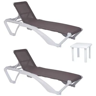 Garbar Acqua+andorra Sonnenliegen Und Tisch 2 Einheiten - White / Sand - One Size