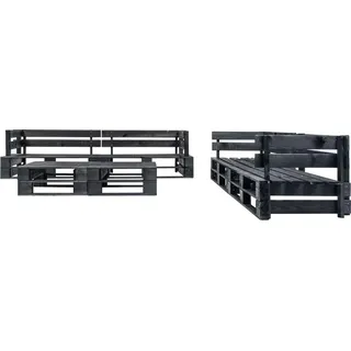 vidaXL 6-tlg. Garten-Lounge-Set aus Paletten Schwarz Holz - Schwarz