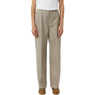 Stoffhose COMMA, Damen, Gr. 38, N-Gr, braun (light braun check), Web, Obermaterial: 63% Polyester, 34% Viskose, 3% Elasthan, kariert, straight fit knöchellang, Hosen Stoffhose, mit Karo Muster