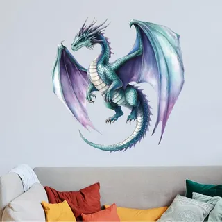 SUPERDANT Wandtattoo Mit Drachenmotiv Drache Wandsticker Tiermotiv Großer Bunter Drache Wandaufkleber Für Zuhause Schlafzimmer Wohnzimmer Dekoration Wandkunst Wandbild Geschenk