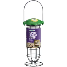 Gardman Vogelfutterstation mit Flip-Top-Deckel – von allen Seiten zugänglicher Vogelfutterspender mit Kunststoffgitter – Futterstation für Meisenknödel