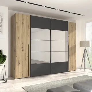 Forte Schwebetürenschrank Rayong 270,3 x 210 x 61,2 cm Schwarz