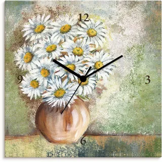 Artland Wanduhr »Margeriten in Vase I«, lautlos ohne Tickgeräusche, beige