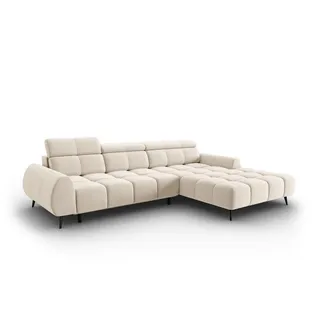 Micadoni Elektrisches-Ecksofa rechts Alyse aus Samt leichtes beige 5 Sitzplätze , Beige , Textil , L-Form , 295x188 cm , Hergestellt in Europa, Oeko-Tex® , Wohnzimmer, Sofas & Couches, Wohnlandschaften, Ecksofas