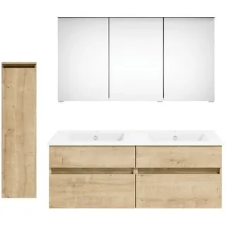 Puris Badezimmer , Eichefarben , Holzwerkstoff , 2 Schubladen , 150 cm , Goldenes M, Made in Germany , hängend , Badezimmer, Badmöbelsets & Badmöbelserien, Badmöbel-Sets