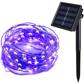 Tuokay, Solar Lichterkette Außen, Kupferdraht 20m 200 LED 8 Modi, Wasserdicht LED Außenlichterkette, Dekorative Beleuchtung für Garten Balkon Pavillon errasse Rasen Hof Zaun Deko (Lila)