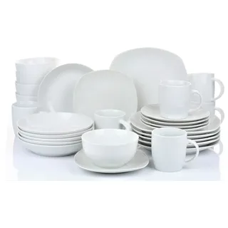 Kombiservice RETSCH ARZBERG "Geschirr-Set, Service EVERY DAY", weiß, 30 Stk., Porzellan, Geschirr-Sets, Kombiservice, eckige Coupform, 30 Teile, für 6 Personen