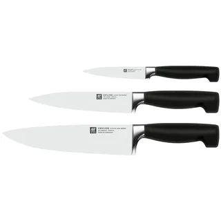 ZWILLING Vier Sterne Messer-Set 3-teilig, Rostfrei, Made in Germany | Spezialstahl, Ergonomischer Griff, Geschmiedet, Schwarz