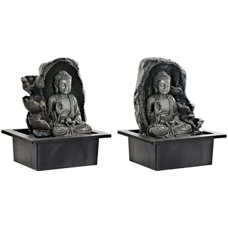 Gartenbrunnen DKD Home Decor 21 x 17,5 x 25 cm Buddha Harz Orientalisch (2 Stück) - Schwarz