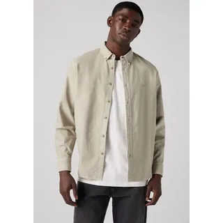Levis Langarmhemd "AUTHENTIC BUTTON DOWN" mit Ton-in-Ton Logostickerei auf der Brust, colby vintage khaki