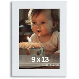 VictoR Bilderrahmen Klee 9x13 cm in Weiß - moderner schlichter Fotorahmen Holz 9x13 - Bilderrahmen Weiß 9x13