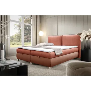 Boxspringbett Schlafzimmerbett VALENTIN 120x200cm Stoff Neve-Vega Rostbraun - Braun