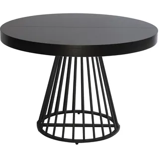 Menzzo Grivery Runder Ausziehtisch mit schwarzen Beinen, Schwarz