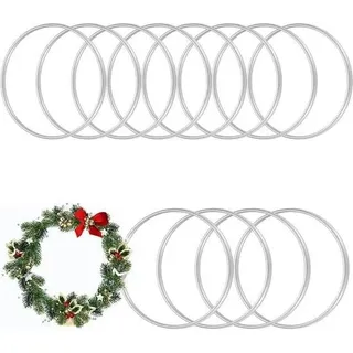 Metallringe 20 cm – 12er-Set – Traumfängerringe – Silber – Bastelringe – Drahtringe – Kranzdekoration – zum Aufhängen – DIY – Dekoration
