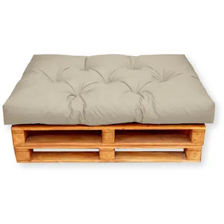 4L Textil Palettenkissen waschbar Palettenauflagen Europaletten Sitzkissen Rückenlehne wetterfest (Sitzkissen 120x40 cm, Beige Uv-beständig) - Beige