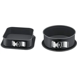 ORIGINAL KAISER La Forme Plus Springform eckig 24 x 24 cm, Backform rechteckig & La Forme Plus Springform 20 cm rund, Flachboden, runde Backform, SafeClick-Verschluss, Emailleboden, beschichtet