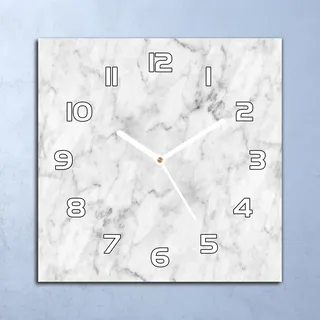 Deko Glasuhr Wanduhr 30x30 Marmor Abstraktion Quarz Küchenuhr Bürouhr - Grau