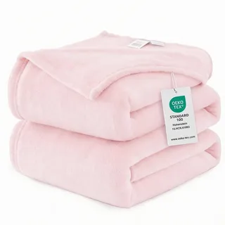 WAVVE Kuscheldecke Flauschige Decke Rosa 230x270 cm - Groß Fleecedecke 270x230 Weich Sofaüberwurf, Sofadecke warm Als Couchdecke, Tagesdecke oder Bettüberwurf