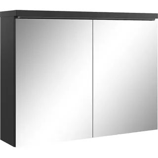 Badplaats Spiegelschrank Paso 80 x 60 cm Schwarz - Badezimmerschrank mit Spiegel und 2 Türen - Schwarz