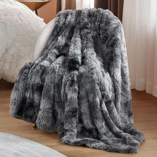BEDSURE Kuscheldecke - Flauschig Decke, Warm Sherpa Sofadecke, Dicke Felldecke, Couchdecke, Flauschige Kunstfelldecke, Wohndecke für Couch, Grau, 130x150 cm
