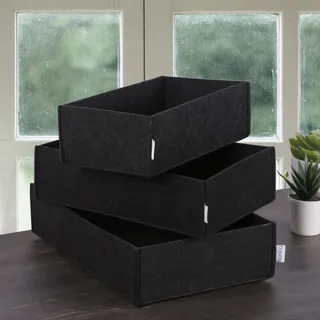 Schreibtisch-Organizer-Set, flach, 3-teilig, Schwarz